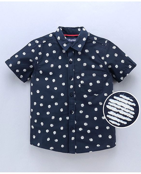 Pine Kids Half Sleeves Shirt All Over Print- Blue