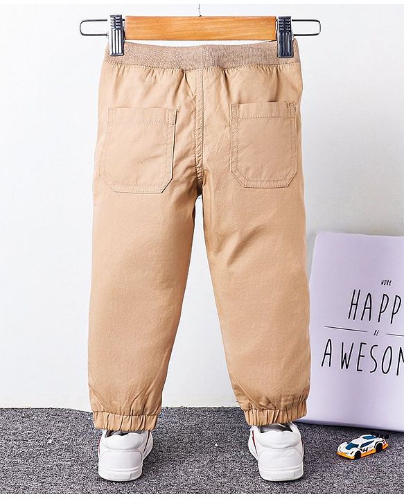 Babyhug Full Length Solid Color Trouser  - Beige