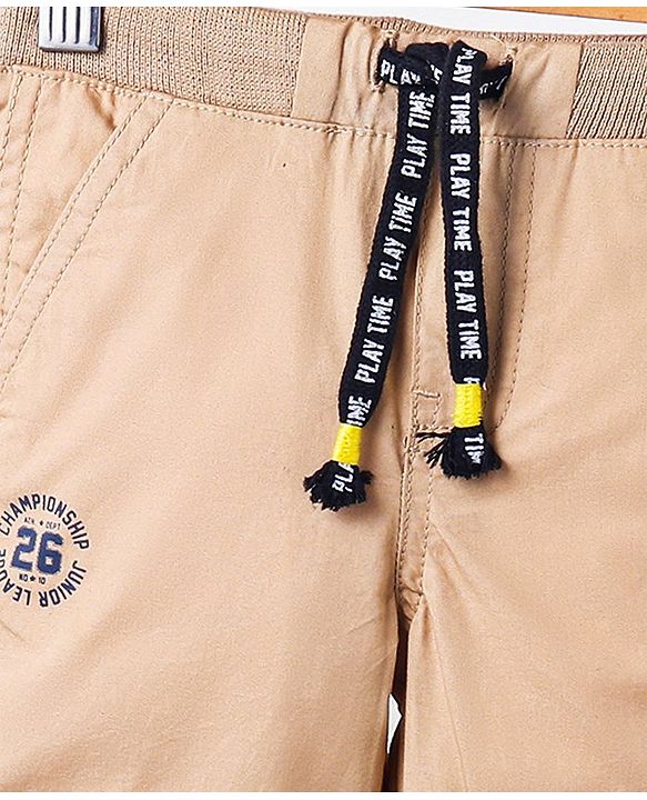 Babyhug Full Length Solid Color Trouser  - Beige