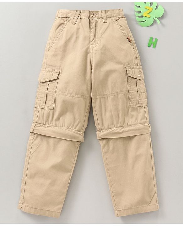 Babyhug Full Length Convertible Cargo Solid Trousers - Beige