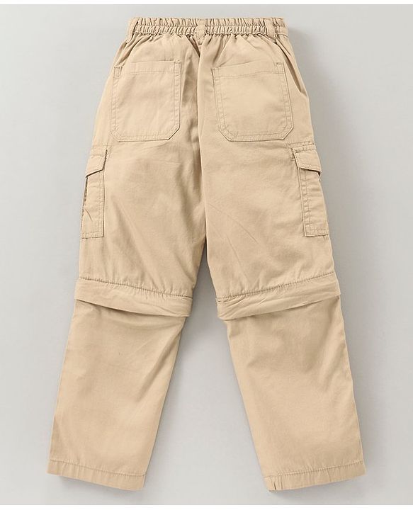Babyhug Full Length Convertible Cargo Solid Trousers - Beige