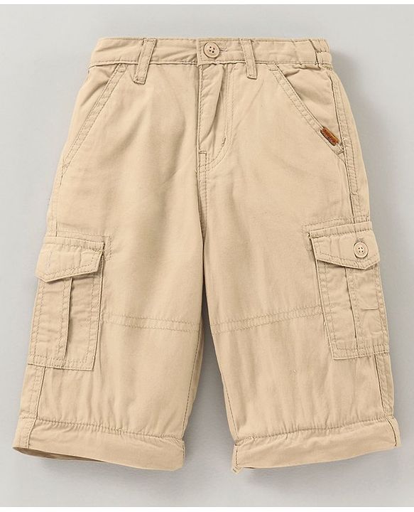 Babyhug Full Length Convertible Cargo Solid Trousers - Beige