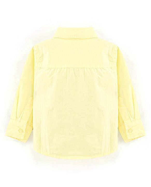 Babyhug Full Sleeve   Shirt With Bow Car Embroidery - Yellow