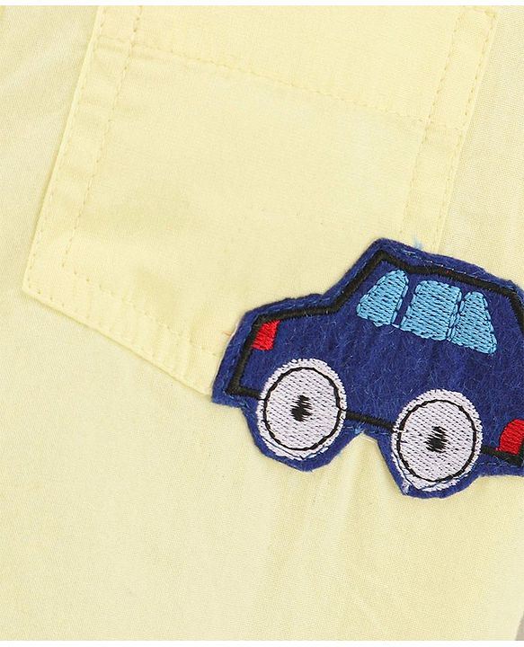 Babyhug Full Sleeve   Shirt With Bow Car Embroidery - Yellow