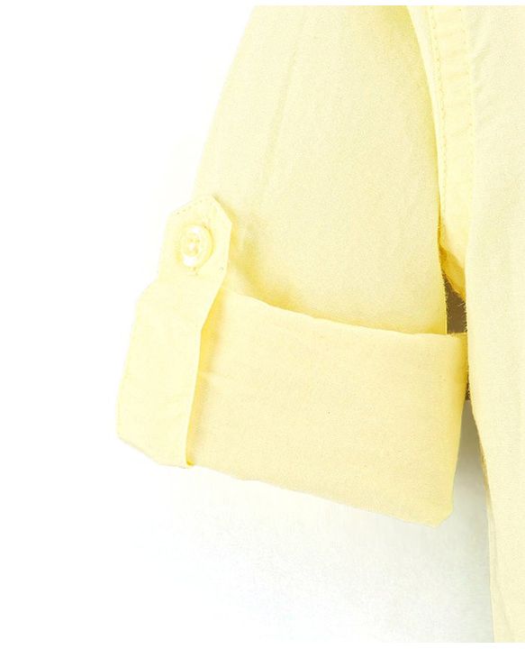 Babyhug Full Sleeve   Shirt With Bow Car Embroidery - Yellow