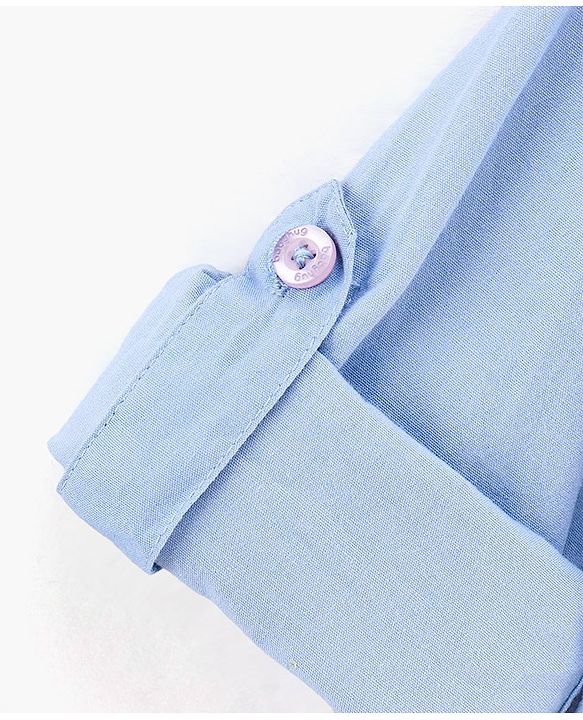 Babyhug Full Sleeves Shirt  With Bow Embroidered Rocket Patch - Blue