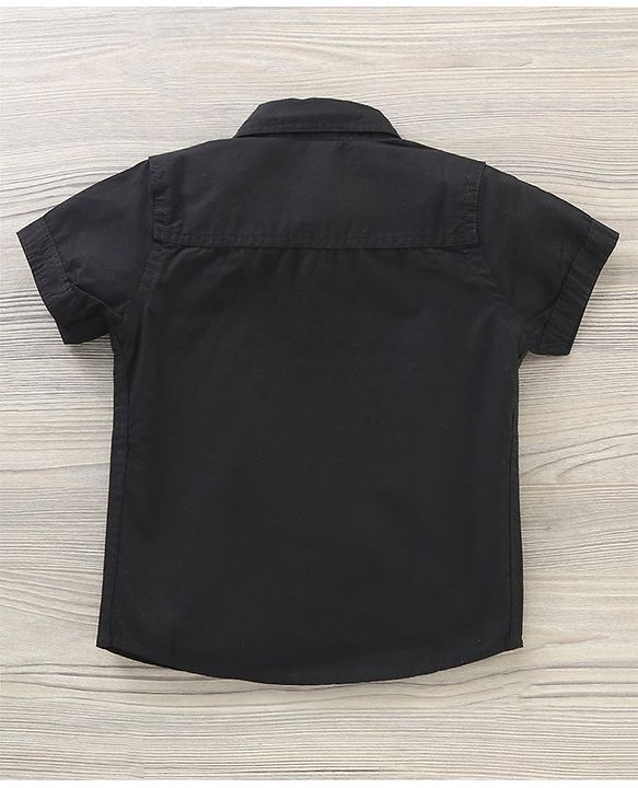 Babyhug Half Sleeves Cotton Shirt with Bow Car Patch - Black