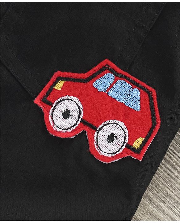 Babyhug Half Sleeves Cotton Shirt with Bow Car Patch - Black