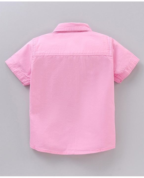 Babyhug Half Sleeves Cotton Shirt Car & Space Patch Pack of 2 - Pink White