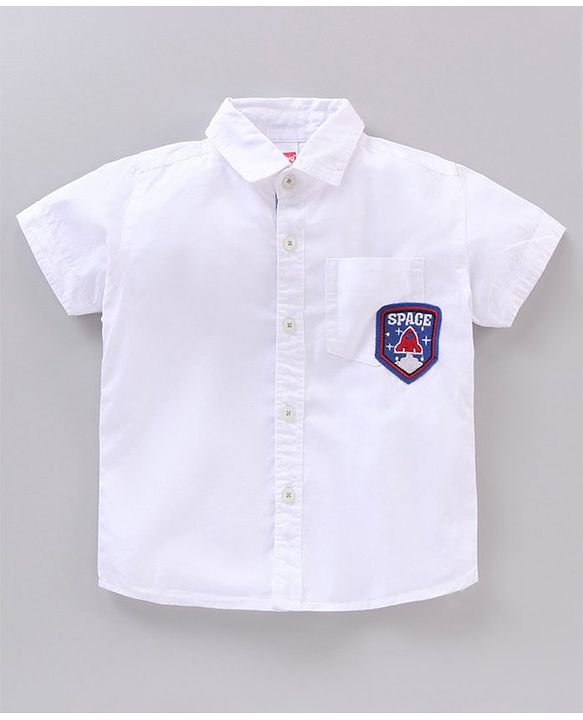 Babyhug Half Sleeves Cotton Shirt Car & Space Patch Pack of 2 - Pink White