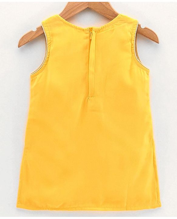 Babyhug Sleeveless Embroidered Kurti Churidar Set with Dupatta - Yellow