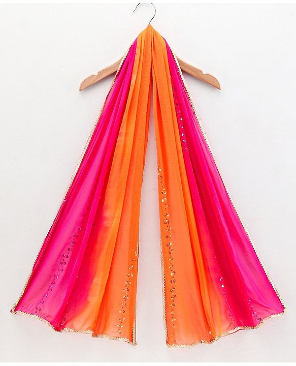 Babyhug Sleeveless Choli & Lehenga With Dupatta Floral Work - Pink