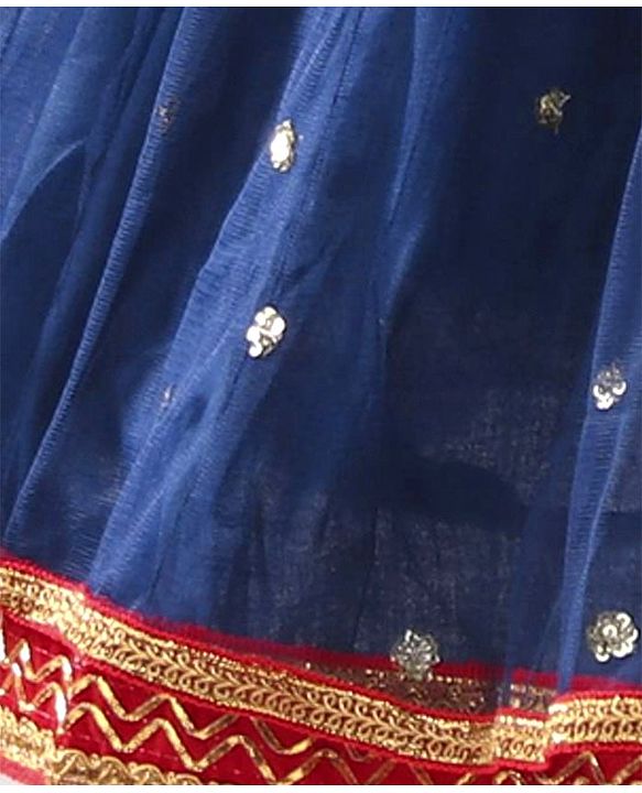 Babyhug Sleeveless Embroidered Choli Lehenga and Dupatta Set with Sequins - Red Navy