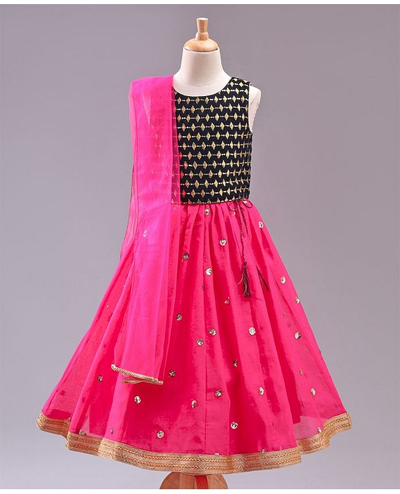 Babyhug Sleeveless Choli & Lehenga with Dupatta - Pink
