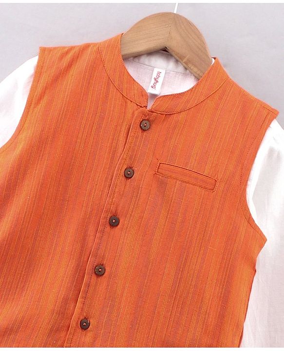 Babyhug Full Sleeves Kurta and Dhoti Set with Waistcoat - Multicolor