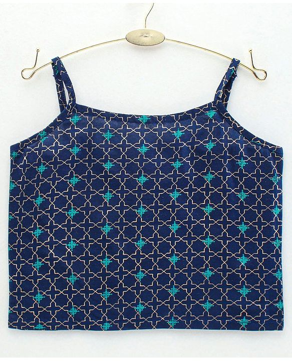 Babyhug Singlet Sleeves Top and Pant Set with Jacket Embroidery - Navy Blue