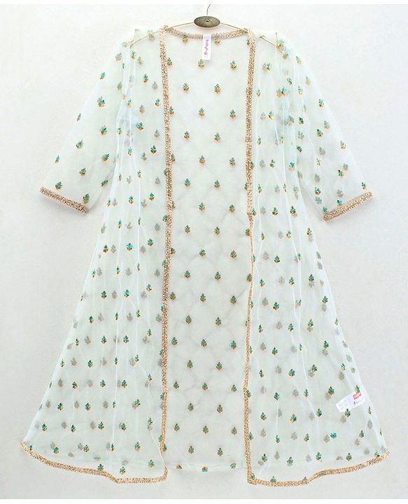 Babyhug Singlet Sleeves Top and Pant Set with Jacket Embroidery - Navy Blue