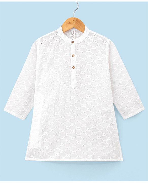 Babyhug Full Sleeves Kurta & Dhoti Set - White