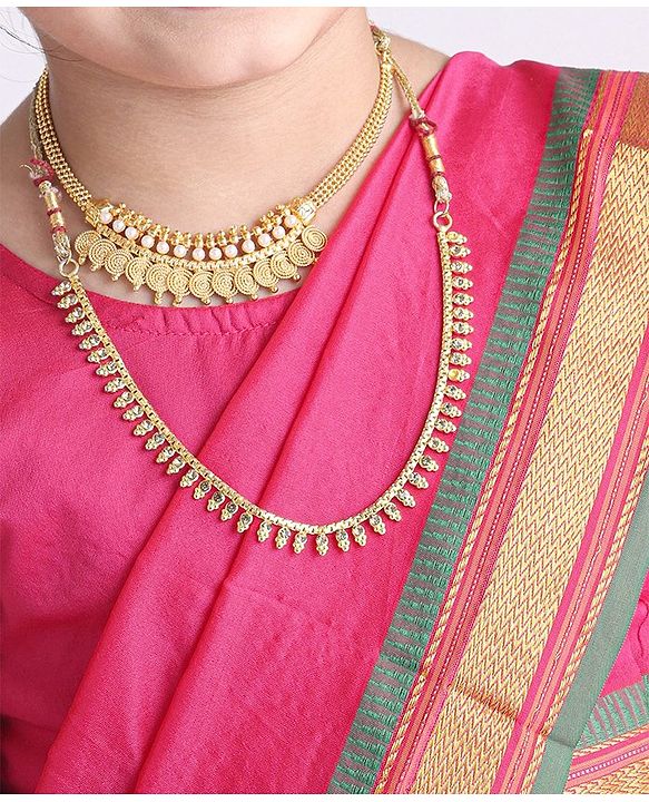 Babyhug Half Sleeves Blouse And Zari Bordered Nauvari Saree - Pink