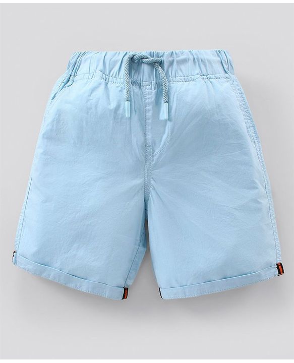 Pine Kids Solid Shorts with Softener Wash - Aqua
