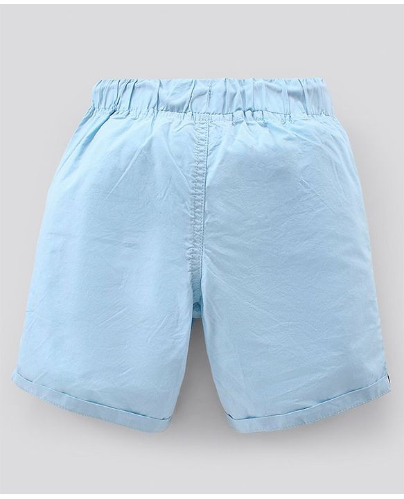 Pine Kids Solid Shorts with Softener Wash - Aqua