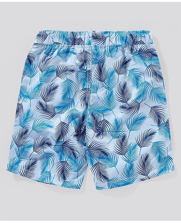 Pine Kids Mid Thigh Shorts with Softner Wash Leaf Tree - Blue