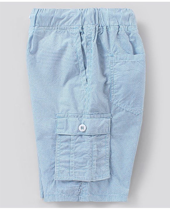 Pine Kids Cargo Checks Shorts Softener Wash - Blue