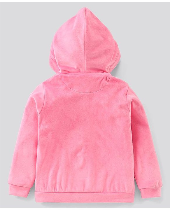 Pine Kids Full Sleeves Velour Set with Hoodie and Trouser - Pink