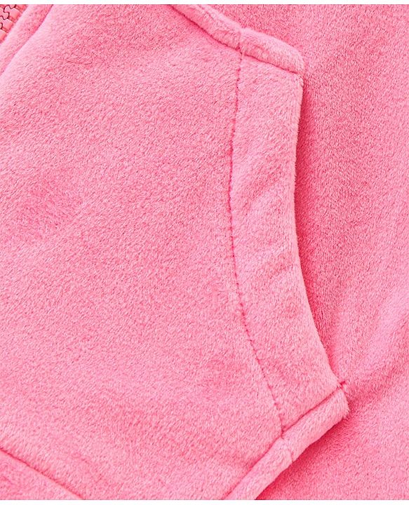 Pine Kids Full Sleeves Velour Set with Hoodie and Trouser - Pink