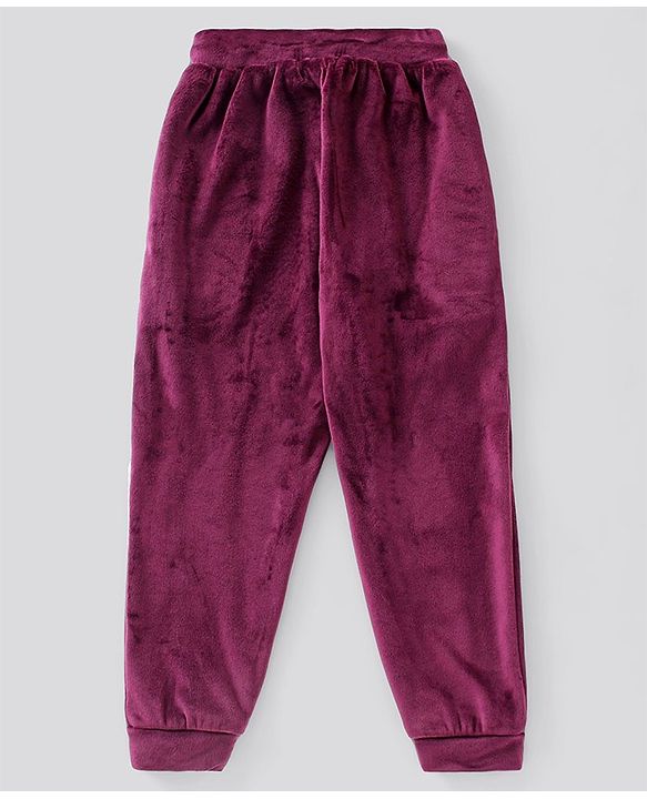 Pine Kids Full Sleeves Velour Set with Hoodie and Trouser - Purple
