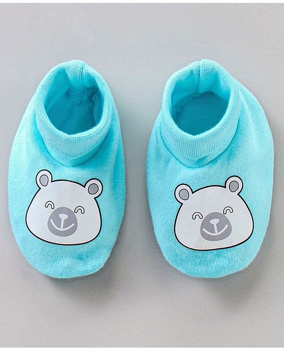 Babyhug 100% Cotton Mittens & Booties Set Panda Print - Blue