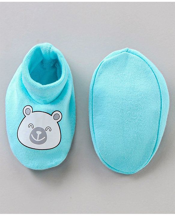 Babyhug 100% Cotton Mittens & Booties Set Panda Print - Blue