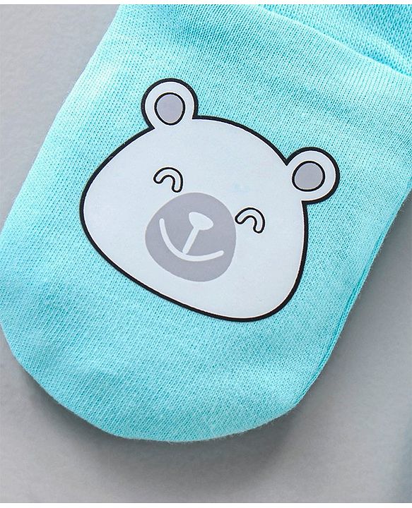 Babyhug 100% Cotton Mittens & Booties Set Panda Print - Blue