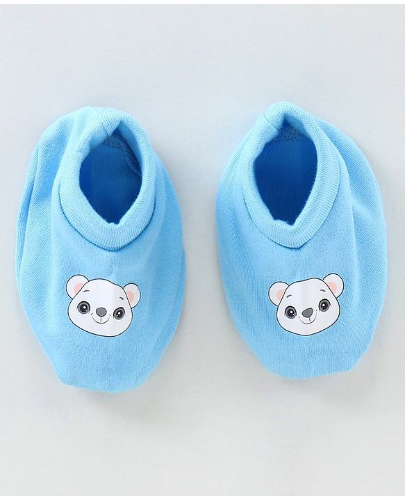 Babyhug 100% Cotton Cap Mittens & Booties Set - Blue