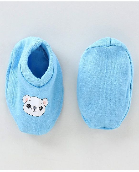 Babyhug 100% Cotton Cap Mittens & Booties Set - Blue