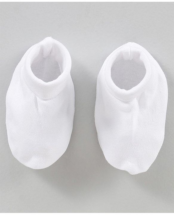 Babyhug 100% Cotton Mittens & Booties Set - White
