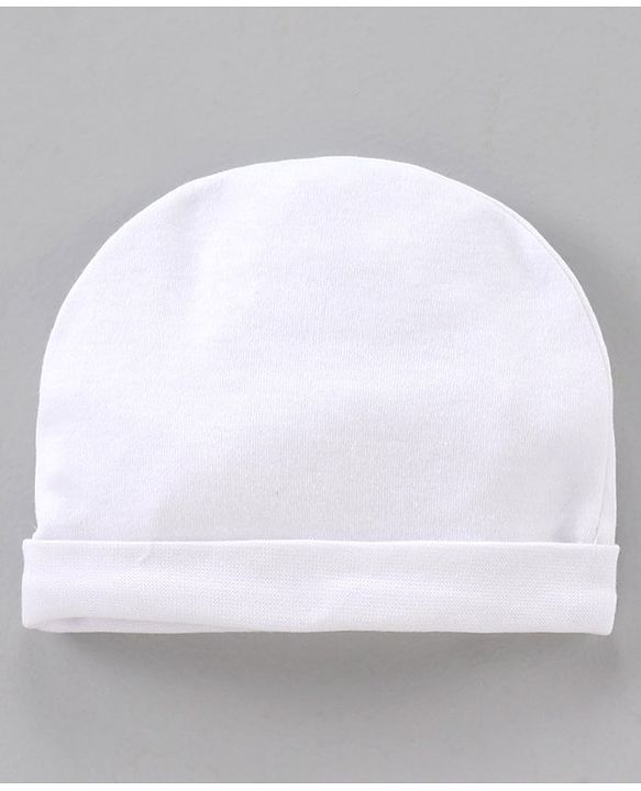 Babyhug 100% Cotton Cap Mittens And Booties Set White - Cap Diameter 9.5 cm