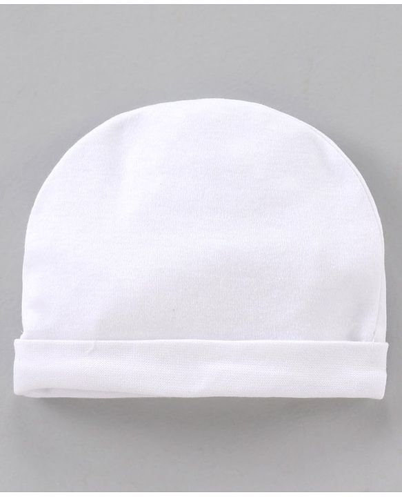 Babyhug 100% Cotton Cap Mittens And Booties Set White - Cap Diameter 9.5 cm