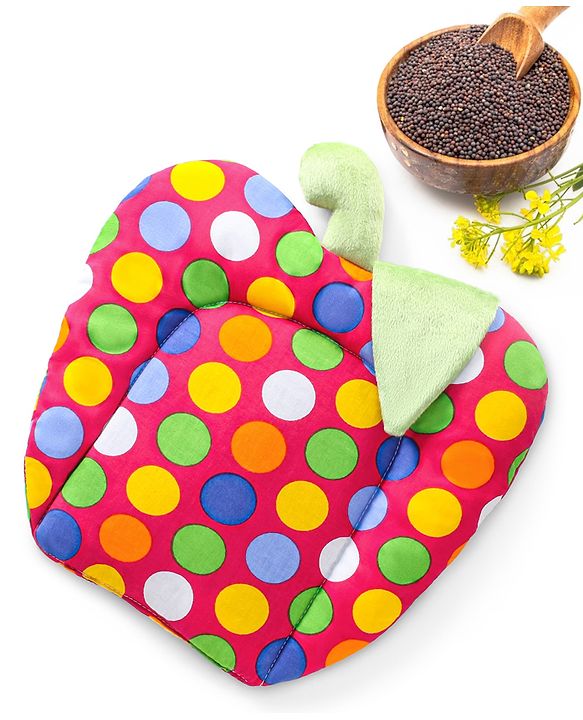 Babyhug Rai (Mustard) Seed Filling Pillow Fruit Shape Polka Dots Print - Pink