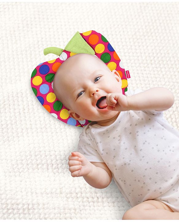 Babyhug Rai (Mustard) Seed Filling Pillow Fruit Shape Polka Dots Print - Pink