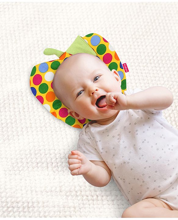 Babyhug Rai (Mustard) Seed Filling Pillow Fruit Shape Polka Dots Print - Yellow