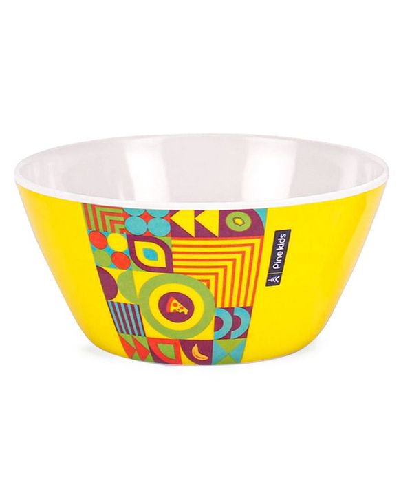Pine Kids Melamine Bowl With Fork And Spoon Yellow - Pack Of 3