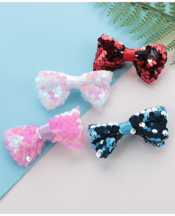 Pine Kids Bow & Butterfly Clips Pack Of 4 - Multicolor