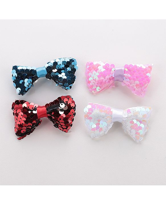 Pine Kids Bow & Butterfly Clips Pack Of 4 - Multicolor