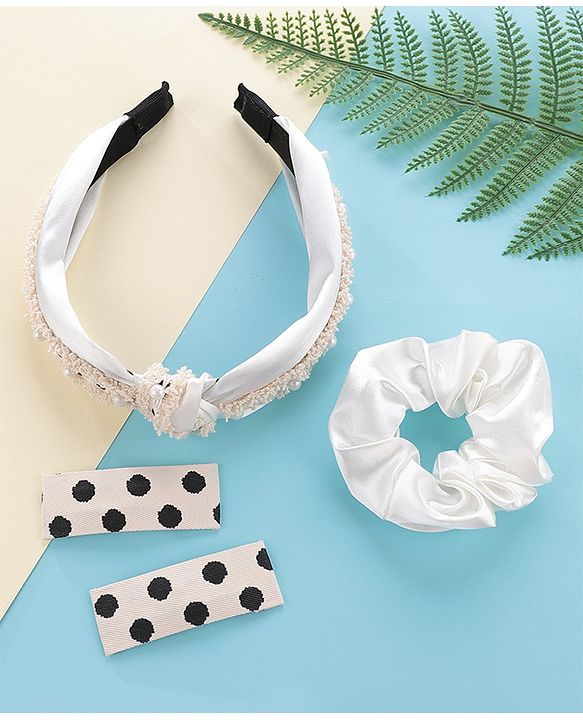 Pine Kids Hair Accessories Combo Set Pack of 3 - White