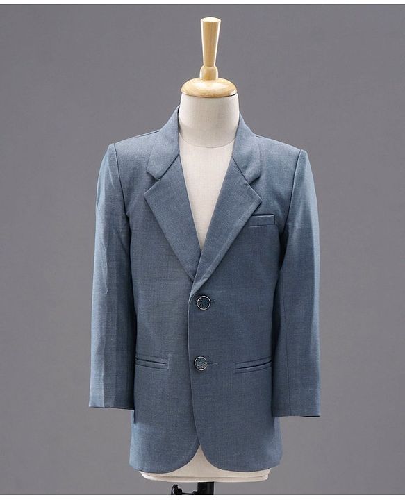 Babyhug Full Sleeves Party Suit with Bow Solid - Blue