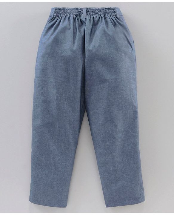 Babyhug Full Sleeves Party Suit with Bow Solid - Blue