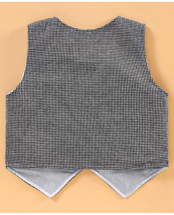 Babyhug 3 Piece Full Sleeves Party Suit With Bow - Black White