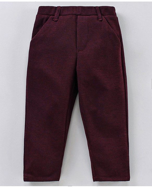 Babyhug 3 Piece Full Sleeves Party Suit With Bow - Maroon White