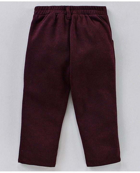 Babyhug 3 Piece Full Sleeves Party Suit With Bow - Maroon White